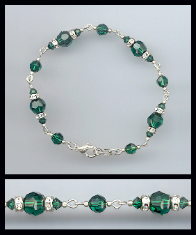 Emerald Green Crystal Rondelle Bracelet