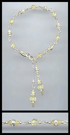 Silver Jonquil Yellow Crystal Rondelle Bracelet
