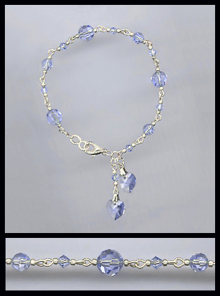 Swarovski Light Blue Heart Charm Bracelet