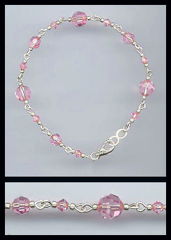 Silver Light Pink Crystal Bracelet