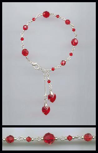 Swarovski Aquamarine Crystal Heart Anklet