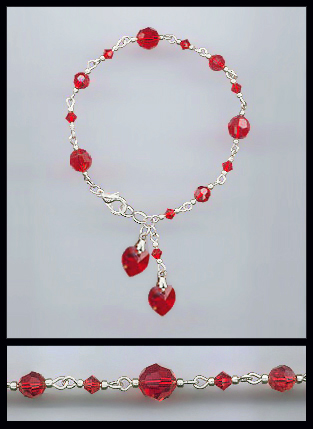 Swarovski Aquamarine Heart Charm Anklet