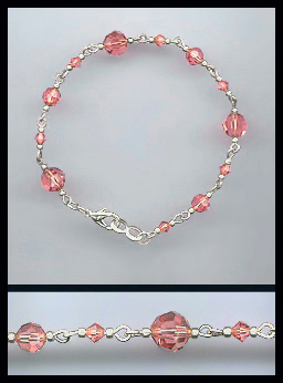 Simple Swarovski Coral Crystal Anklet
