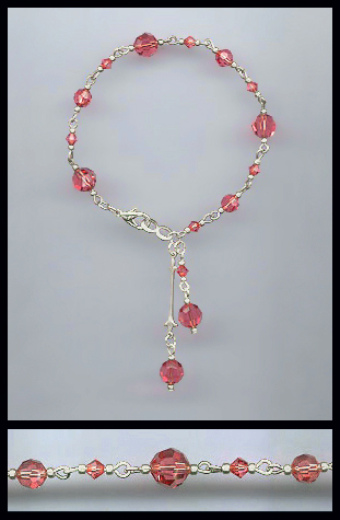Swarovski Coral Crystal Drop Anklet