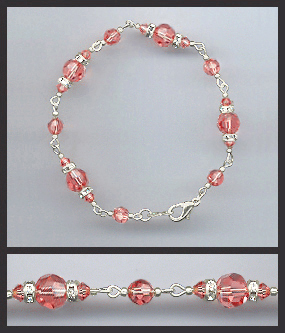 Coral Crystal Rondelle Anklet