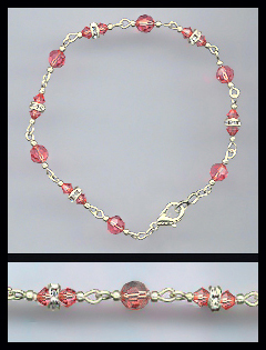 Delicate Swarovski Coral Crystal Anklet