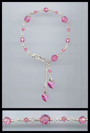 Swarovski Rose Pink Crystal Heart Bracelet