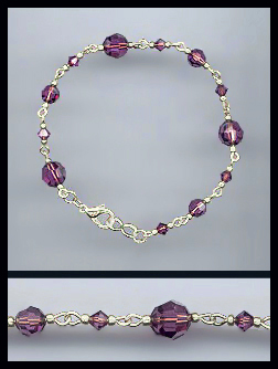 Silver Amethyst Purple Crystal Bracelet