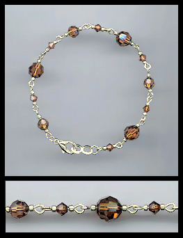 Silver Coffee Brown Crystal Bracelet