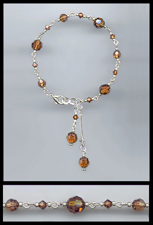 Silver Coffee Brown Swarovski Crystal Bracelet