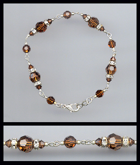 Silver Coffee Brown Crystal Bracelet