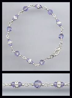 Silver Tanzanite Purple Crystal and Rondelles Bracelet