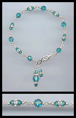 Swarovski Teal Blue Crystal Charm Bracelet