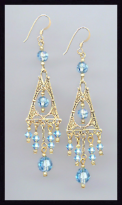 Aquamarine Deco Earrings