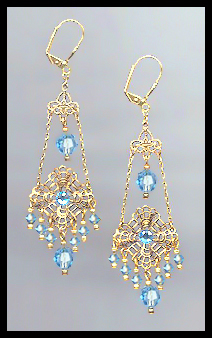 Swarovski Aquamarine Chandelier Earrings