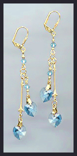Swarovski Aquamarine Crystal Heart Earrings