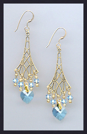 Aquamarine Heart Earrings