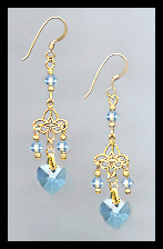 Tiny Aquamarine Heart Earrings