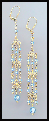 4" Aquamarine Chandelier Earrings