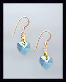 Aquamarine Crystal Heart Earrings