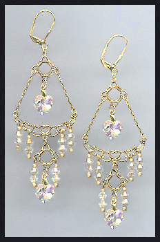 Swarovski Aurora Borealis Crystal Heart Earrings