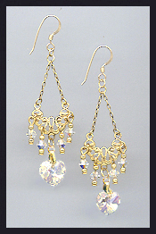 Aurora Borealis Crystal Heart Earrings