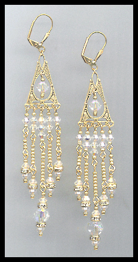 Long Aurora Borealis Crystal Earrings