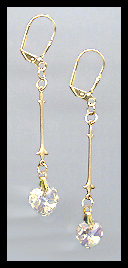 Simple Aurora Borealis Crystal Heart Earrings
