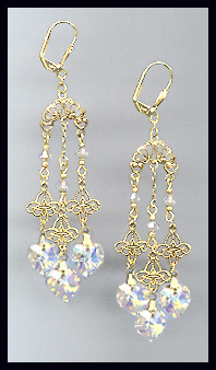 Filigree Aurora Borealis Heart Earrings