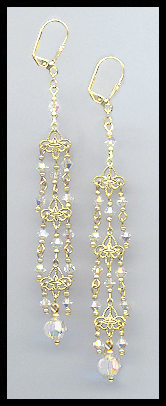 4" Aurora Borealis Chandelier Earrings