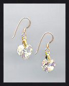 Tiny Aurora Borealis Crystal Heart Earrings