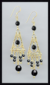 Deco Style Jet Black Earrings