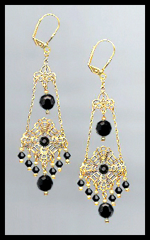 Swarovski Jet Black Chandelier Earrings