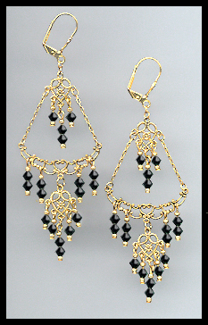 Jet Black Chandelier Earrings