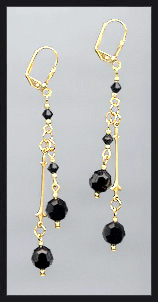 Jet Black Crystal Drop Earrings