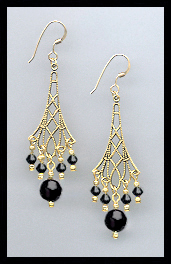 Jet Black Vintage Style Earrings