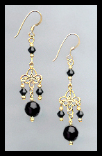 Jet Black Filigree Earrings