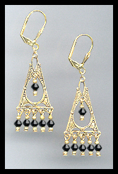 Jet Black Deco Style Earrings
