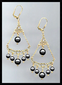 Swarovski Black Crystal Pearl Earrings