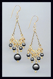 Vintage Black Pearl Earrings