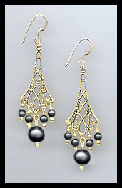 Black Pearl Vintage Earrings