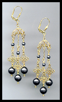 Swarovski Black Pearl Chandelier Earrings