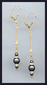 Black Crystal Pearl Drop Earrings