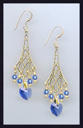 Sapphire Blue Heart Earrings