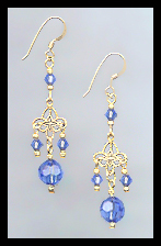 Sapphire Blue Filigree Earrings