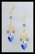 Tiny Sapphire Blue Heart Earrings