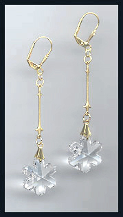 Long Clear Crystal Snowflake Earrings