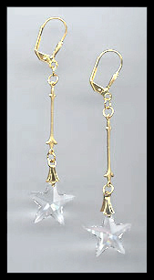 Long Clear Crystal Star Earrings