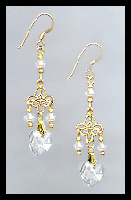 Tiny Clear Crystal Heart Earrings