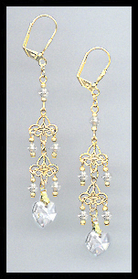 Clear Crystal Heart Dangle Earrings